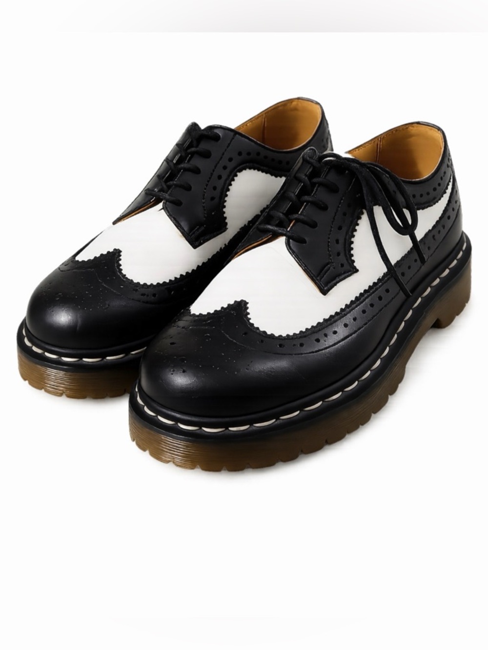 Dr. Martens 3989 Bex Brogue Shoes Black White Platform Wingtip Women’s 8 Men’s 7